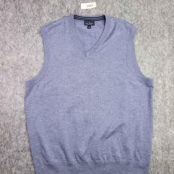Brooks Brothers Sweater Vest Mens Size Medium Supima Cotton Blue Preppy Casual - Picture 1 of 7